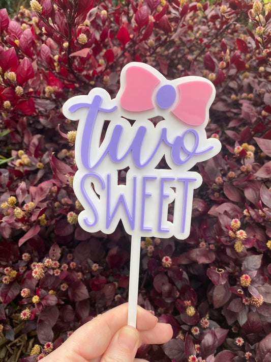 Two - Five Words | Double Layered | Acrylic Cake Topper