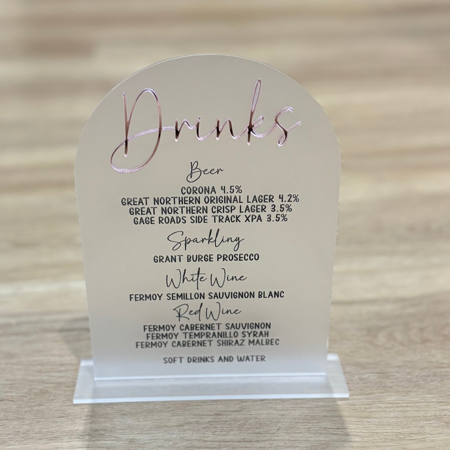 Acrylic Drinks Sign