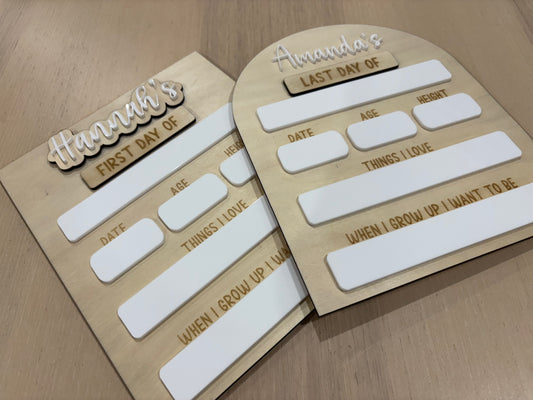 Personalised First Day of School Sign examples