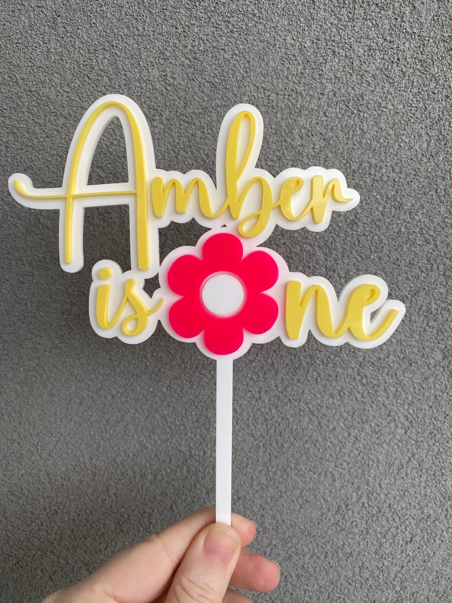 Two - Five Words | Double Layered | Acrylic Cake Topper
