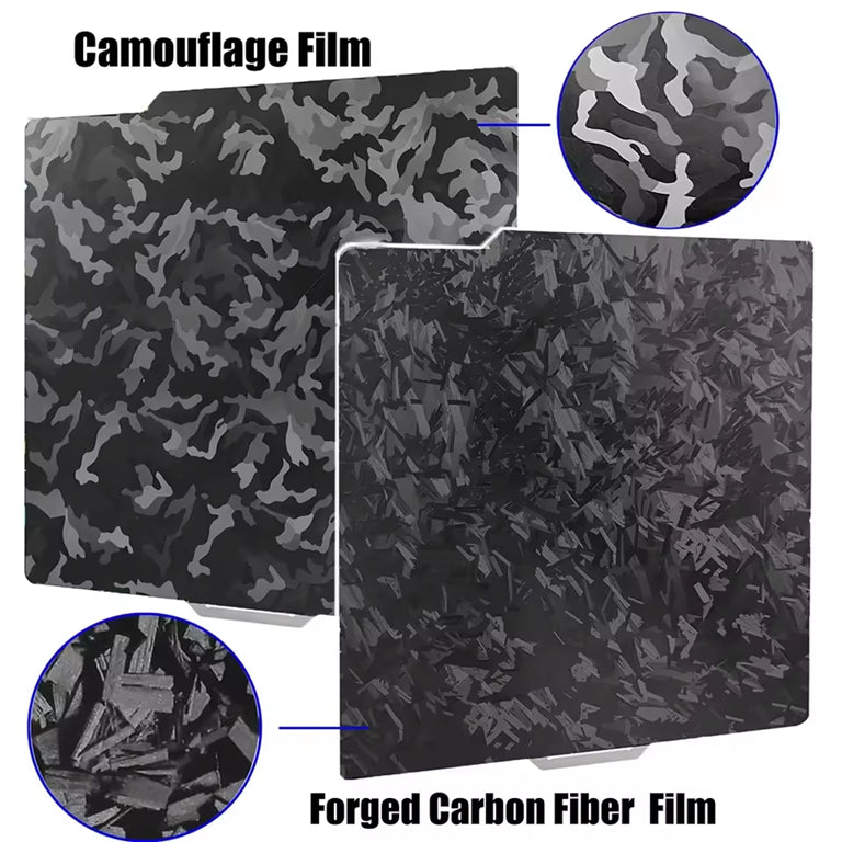 Forged Carbon / Camouflage Build Plate for Bambu lab P1P P1S X1C A1 X1E