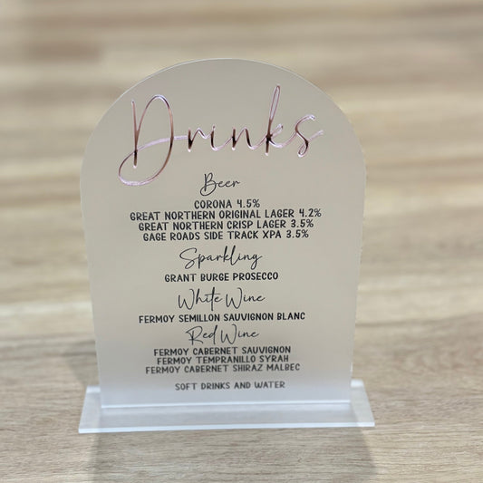 Acrylic Drinks Sign