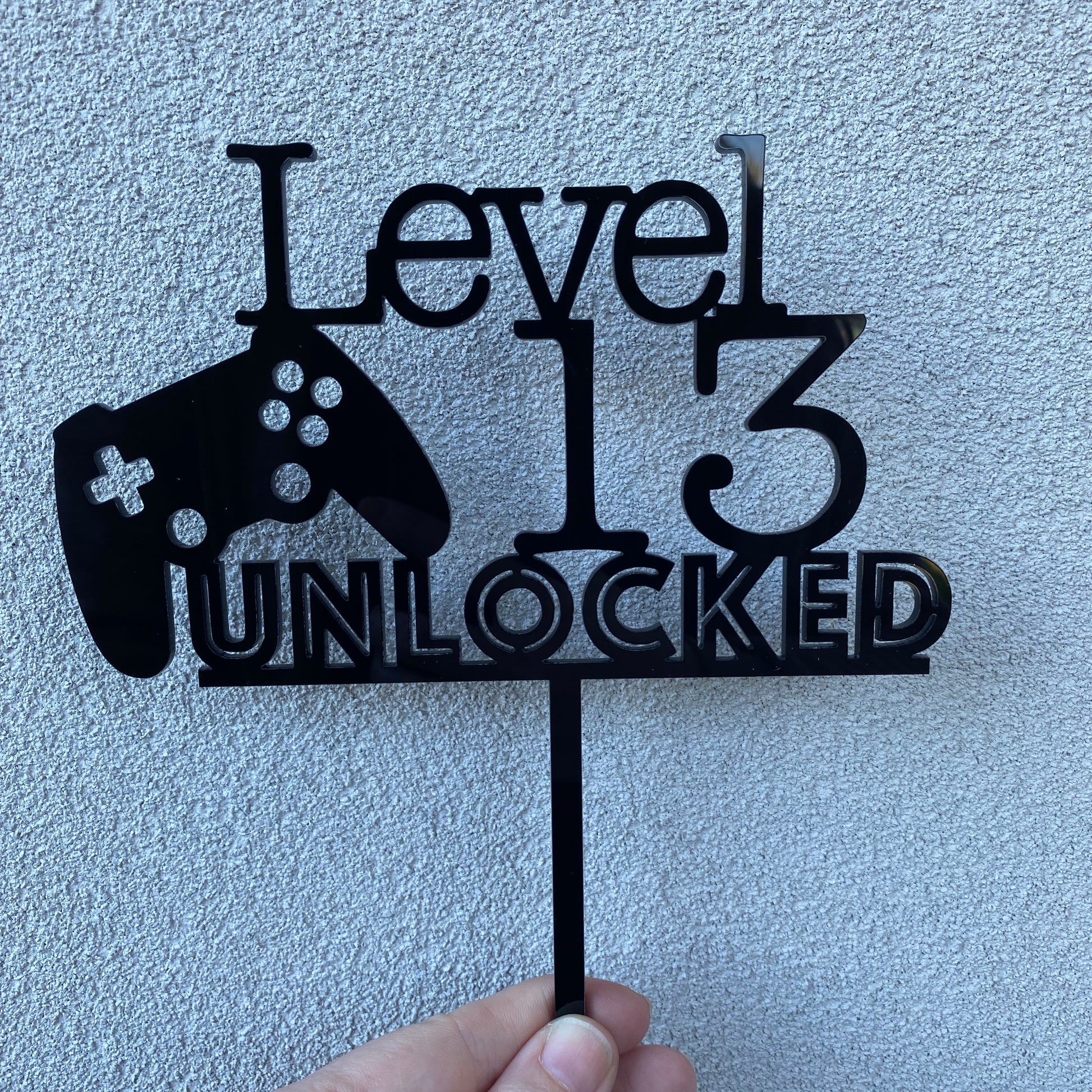 Level 13 unlocked - birthday acrylic cake topper