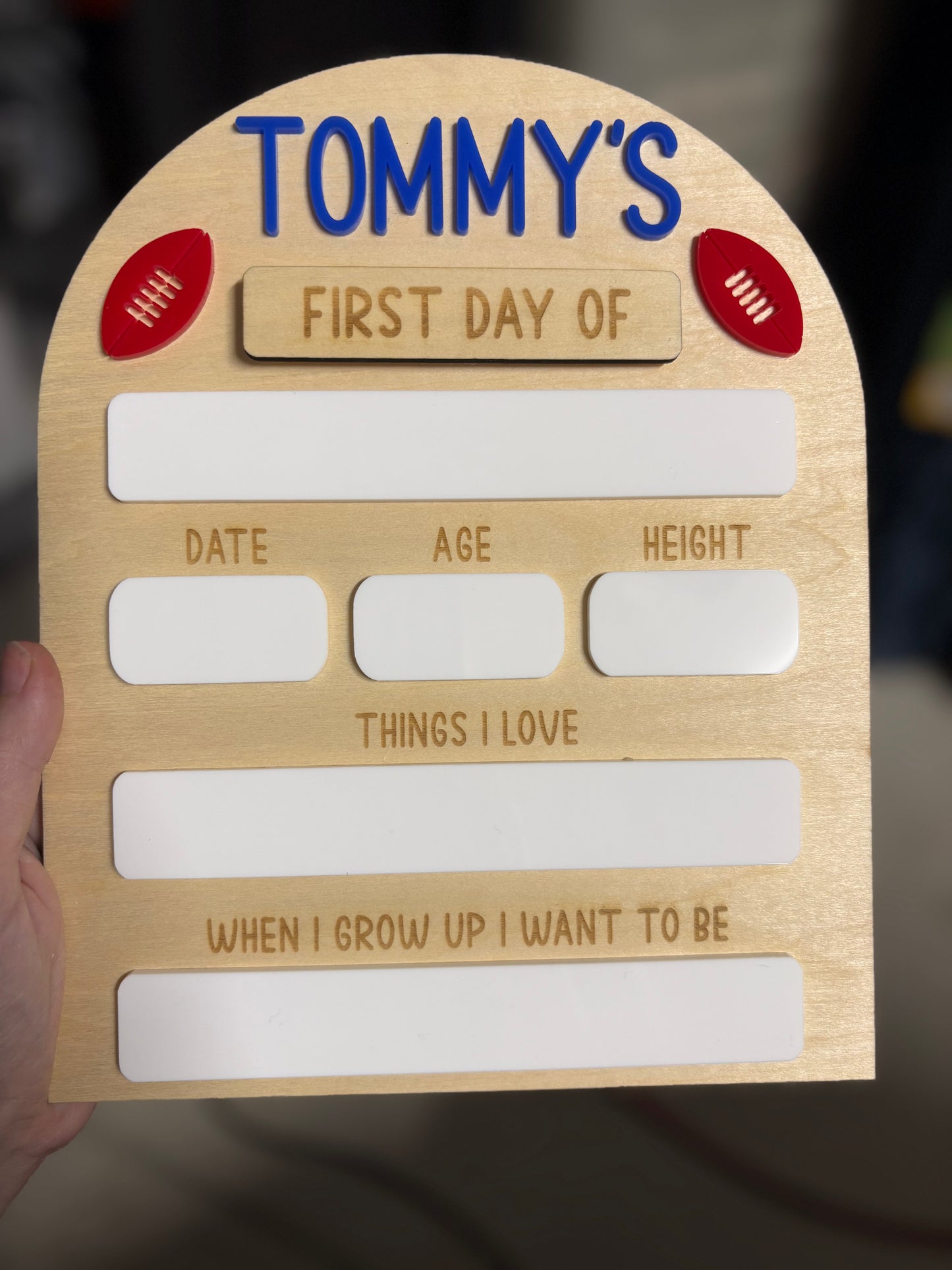 Personalised First Day of School Sign - red football