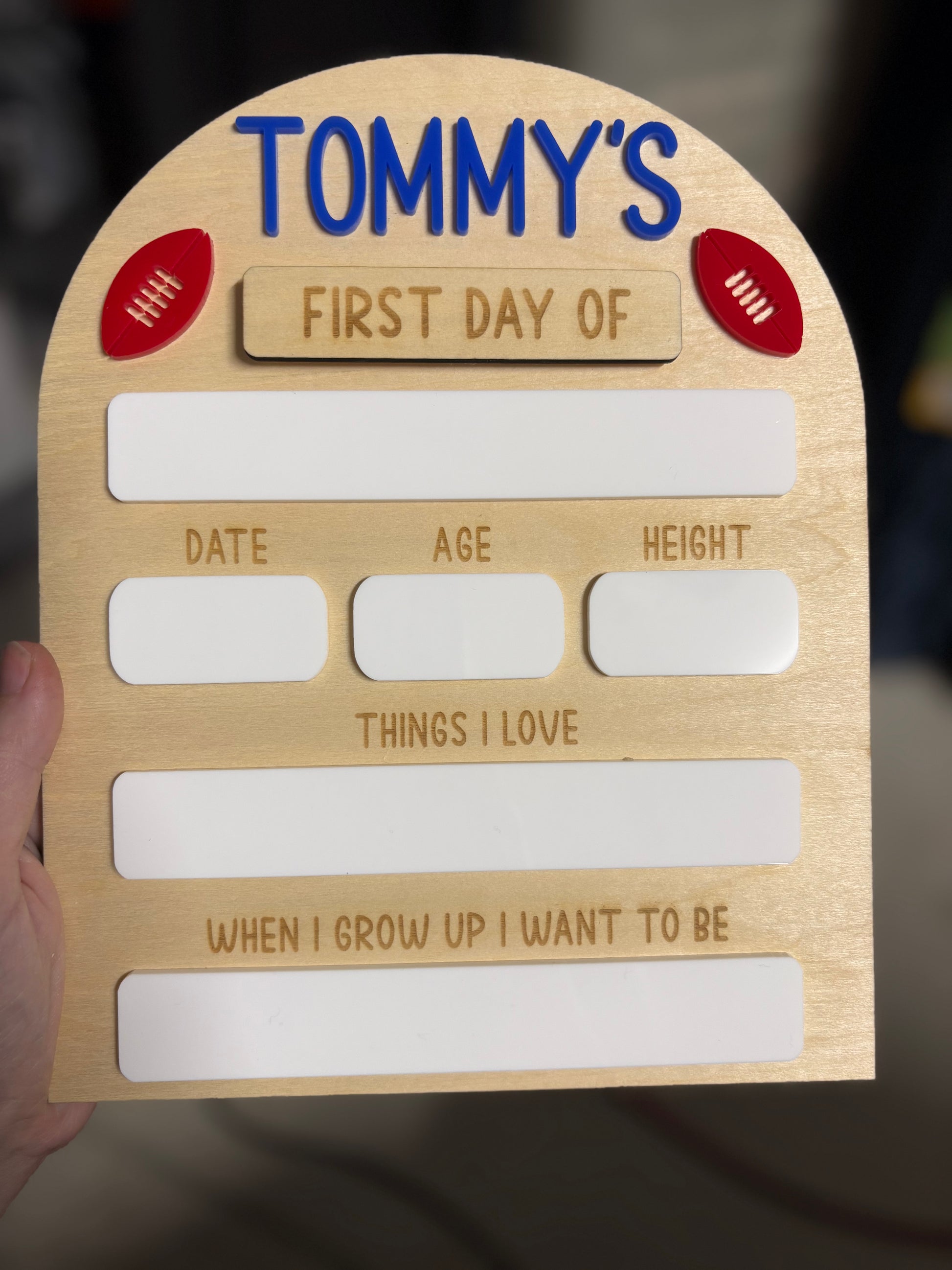 Personalised First Day of School Sign - red football