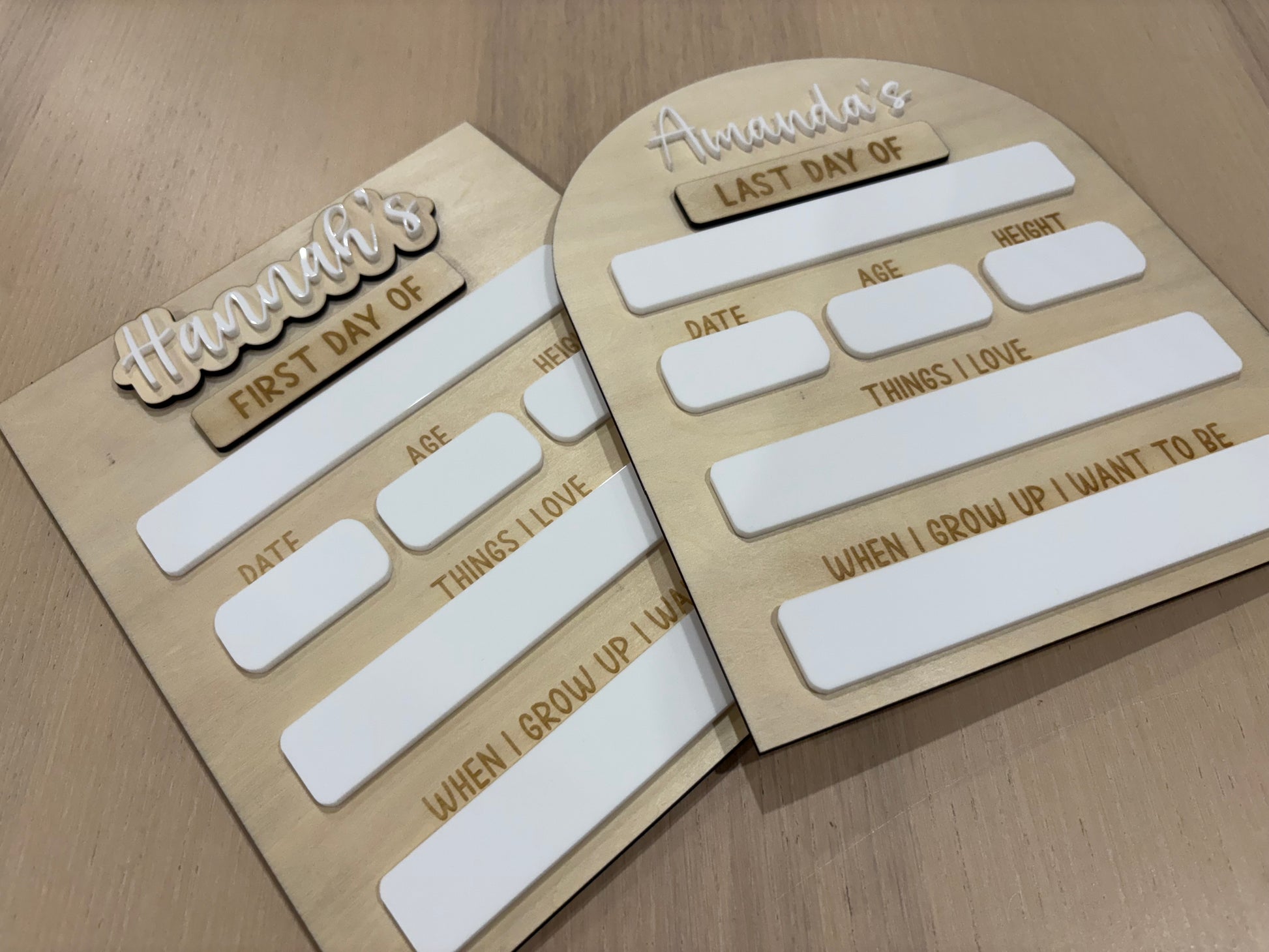 Personalised First Day of School Sign examples