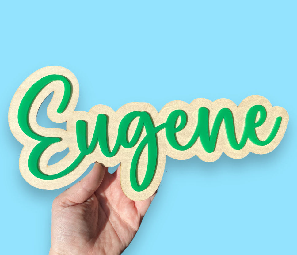 Personalised Name Plaque | Double Layered solid green acrylic