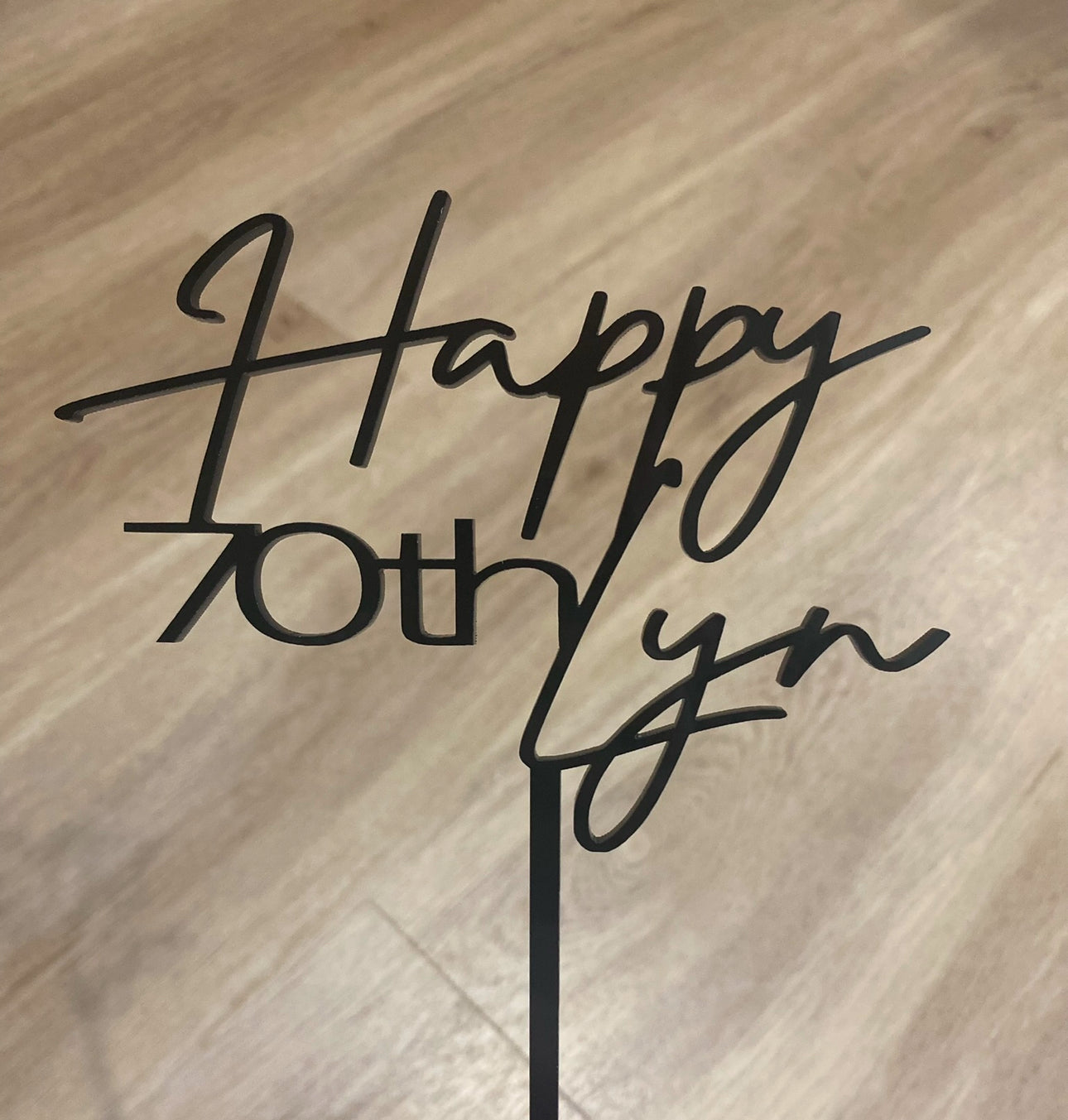 Personalised birthday cake topper - 70th - black acrylic