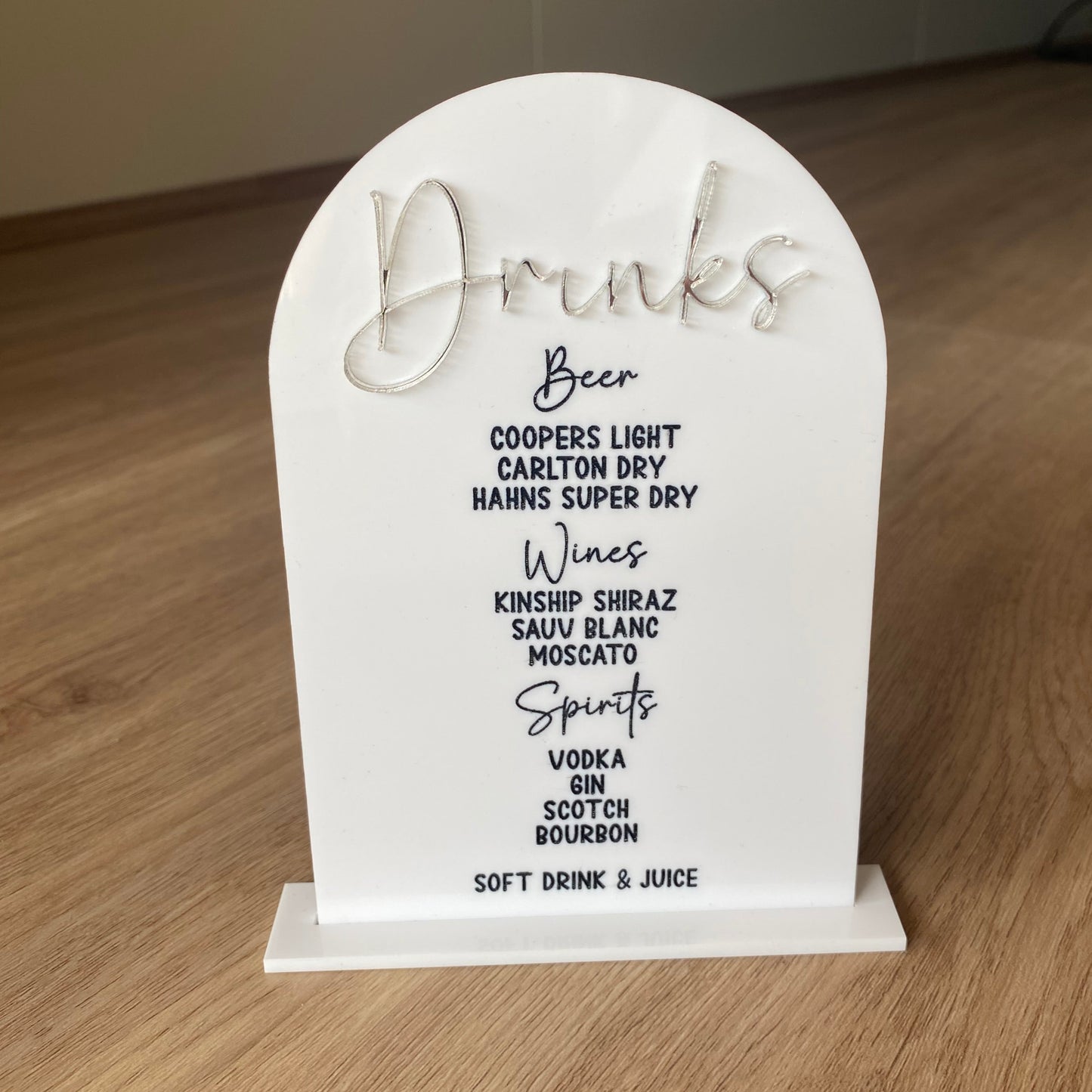 Acrylic Drinks Sign
