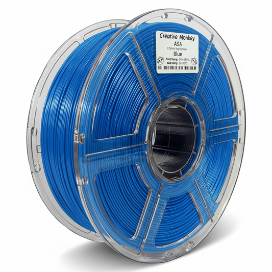 ASA Blue - CMASABlue Label, #003cfd Filament, White Background, Natural Shadow