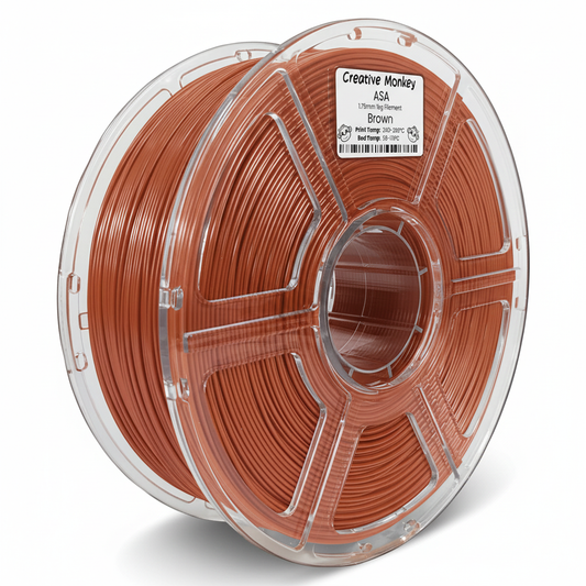 ASA Brown - CMASABrown Label, #c25540 Filament, White Background, Natural Shadow