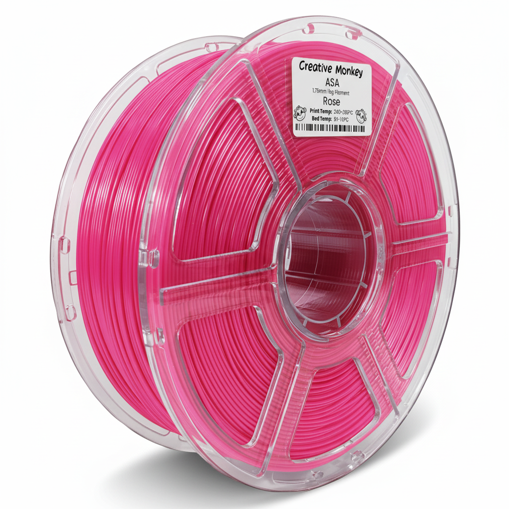 ASA Rose - CMASARose Label, #f93fae Filament, White Background, Natural Shadow