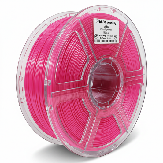 ASA Rose - CMASARose Label, #f93fae Filament, White Background, Natural Shadow