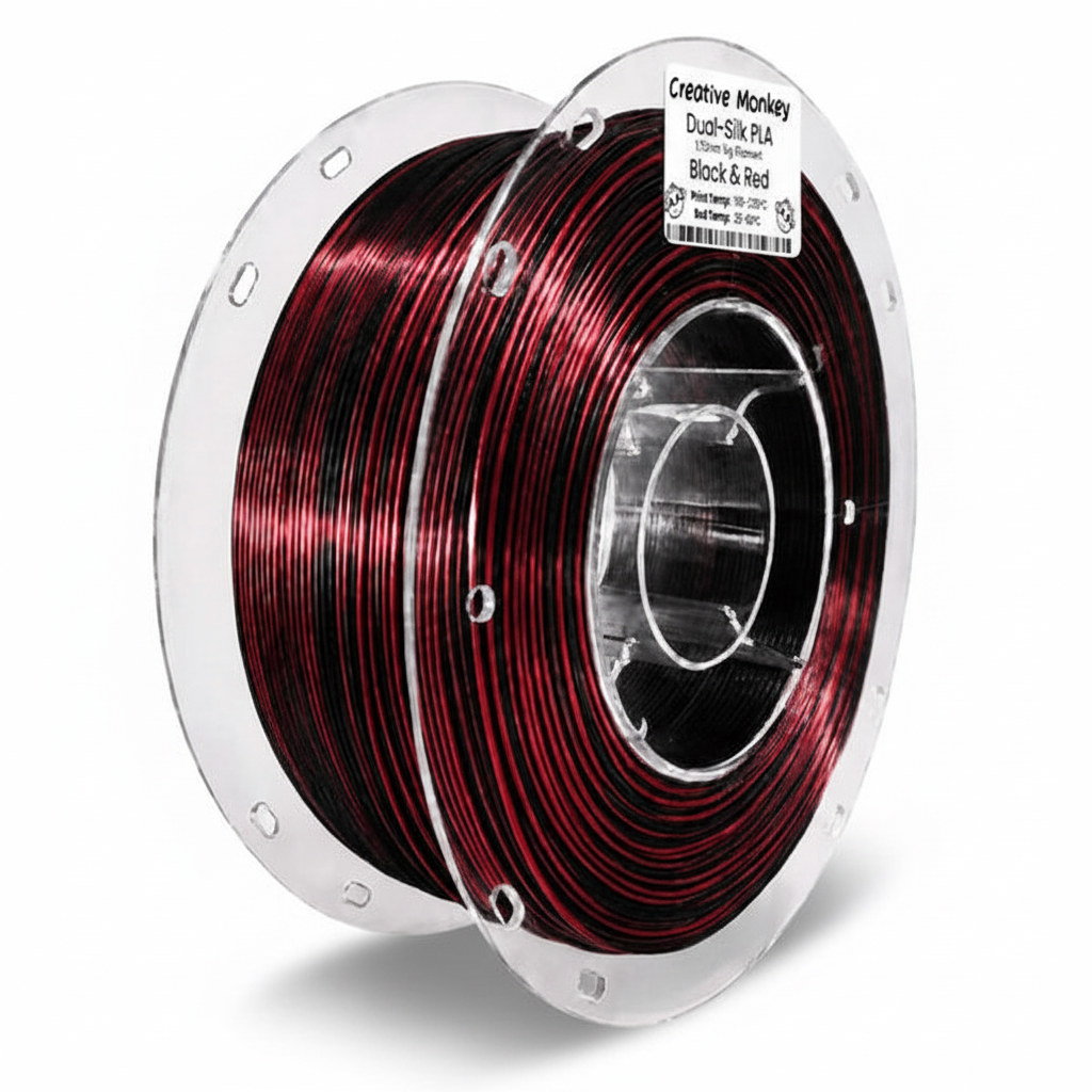 Dual-Silk PLA Black & Red Spool