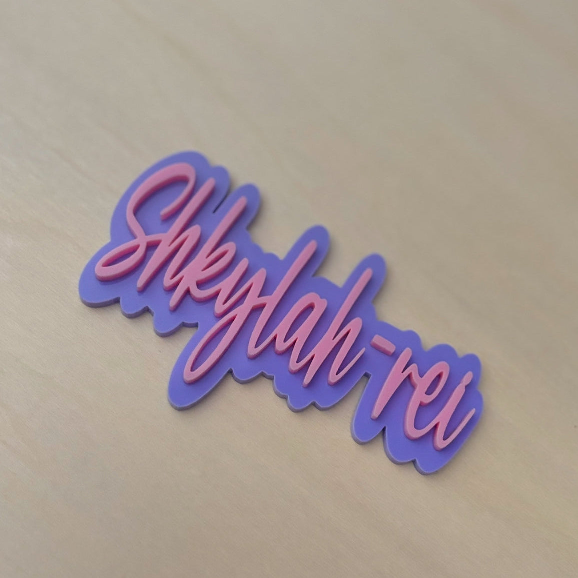 name_-_personalised_cake_fropper_-_double_layered_-_purple_and_pink_acrylic