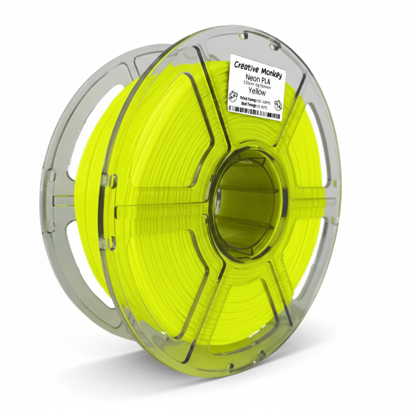 Neon Yellow PLA with Updated Label - White Background