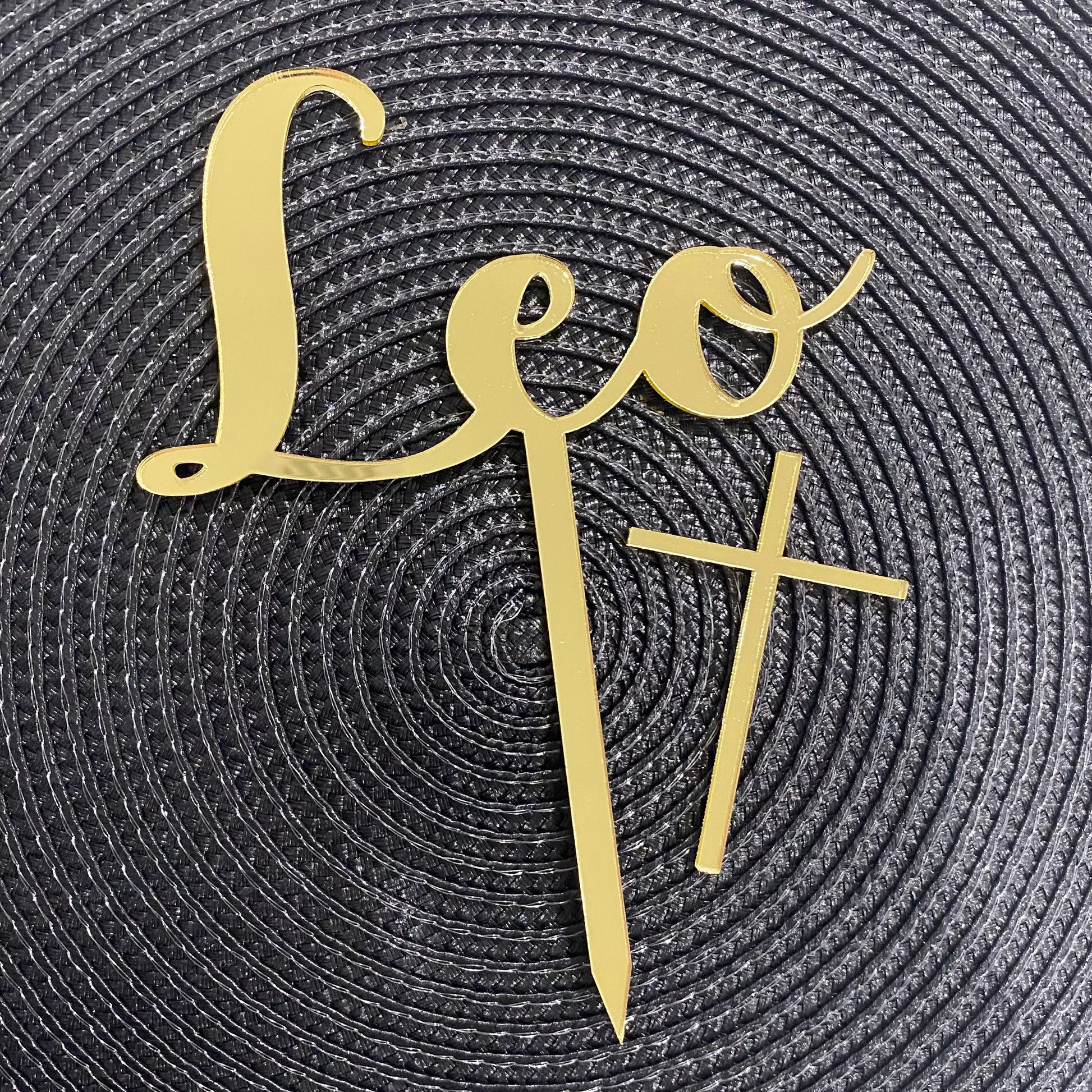 personalised_name_acrylic_cake_topper_-_acrylic_cross_-_mirror_gold